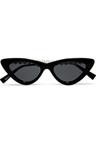 Le Specs + The Last Lolita Faux Pearl-Embellished Cat-Eye Sunglasses