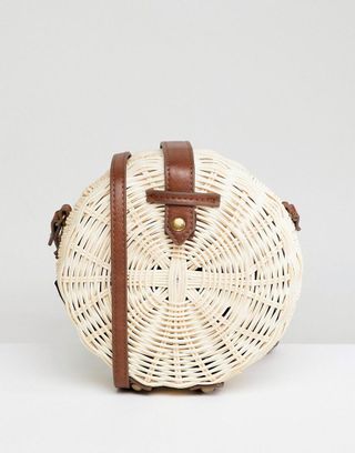 ASOS Design + Structured Straw Circle Crossbody Bag