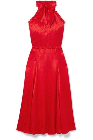 AlexaChung + Polka-Dot Silk-Blend Jacquard Dress