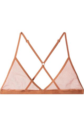 Skin + Stretch Pima Cotton-Tulle Soft-Cup Triangle Bra