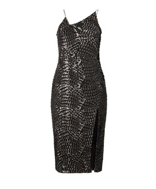 Christian Siriano + Black & Silver Sequin Zig Zag Dress