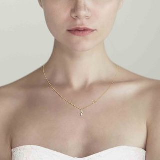 TAI + Simple Chain Necklace with Mini Gold Pearl Cross