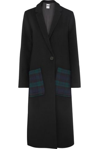 Kith + Eva Tartan-Paneled Wool-Blend Coat