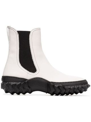 Marni + Black and White Scuba and Leather Ankle Boots