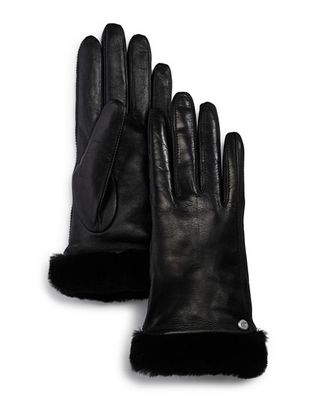 Ugg + Shorty Shearling-Cuff Leather Tech Gloves