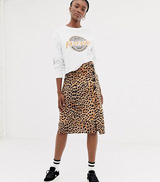 New Look + Animal Print Button Skirt