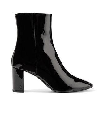 Saint Laurent + Lou Patent-Leather Ankle Boots