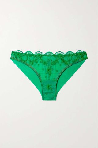 I.D. Sarrieri + + Net Sustain Petal Bloom Embroidered Stretch-Tulle Briefs