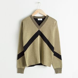 
Other Stories + Metallic Varsity Stripe Sweater