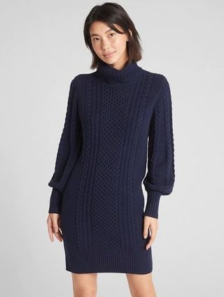 Gap + Turtleneck Cable-Knit Sweater Dress
