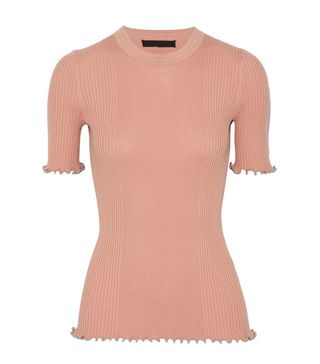 Alexander Wang + Bead-Trimmed Ribbed Cotton Top