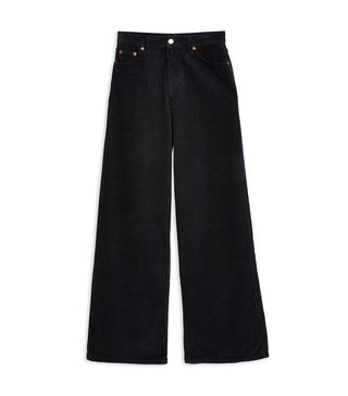 Topshop + Black Cord Wide Leg Jeans