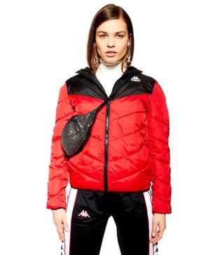 Topshop + Taping Hooded Puffer Jacket by Kappa