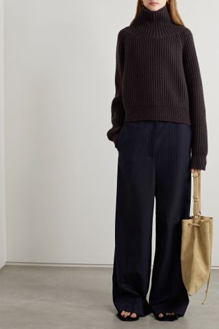 Khaite + Lanzino Ribbed Cashmere Turtleneck Sweater