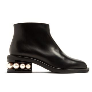 Nicholas Kirkwood + Casati Faux Pearl-Heeled Leather Ankle Boots