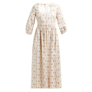 Brock Collection + Ondina Floral and Stripe-Print Cotton Midi Dress