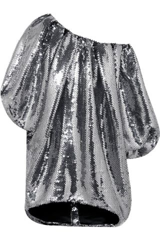 Halpern + Off-the-Shoulder Sequined Tulle Mini Dress