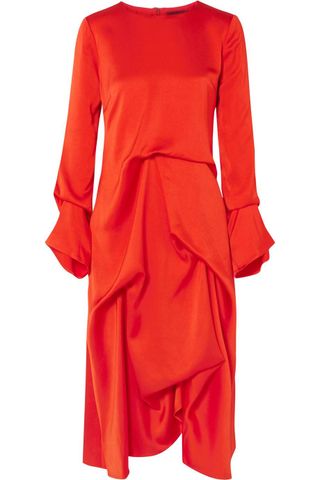 Sies Marjan + Noemi Draped Silk-Satin Midi Dress