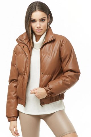 Forever 21 + Faux Leather Puffer Jacket