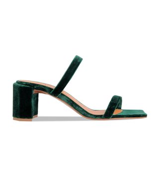 By Far + Tanya Deep Green Velvet Heels