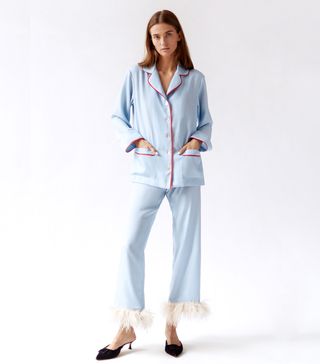 Sleeper + Light Blue Christmas Pajamas