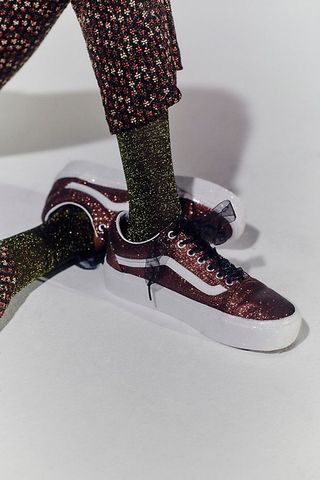 Vans + Old Skool Glitter Platform Sneakers