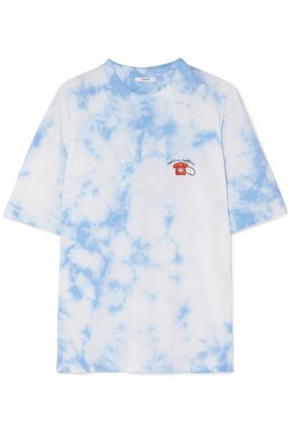 Ganni + Ginsbourg Verbena Embroidered Tie-Dyed Cotton-Jersey T-Shirt
