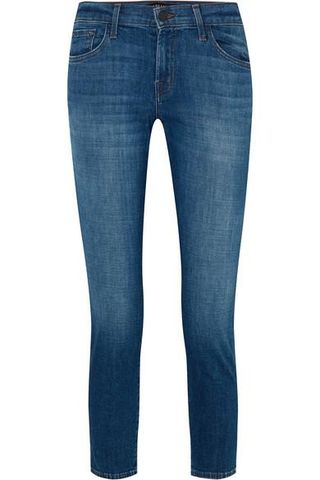 J Brand + Sadey Cropped Mid-Rise Slim-Leg Jeans
