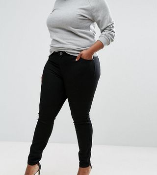 ASOS Curve + Mid-Rise Skinny Jeans