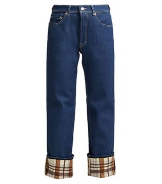 Acne Studios + Checked Cuff Straight Leg Jeans