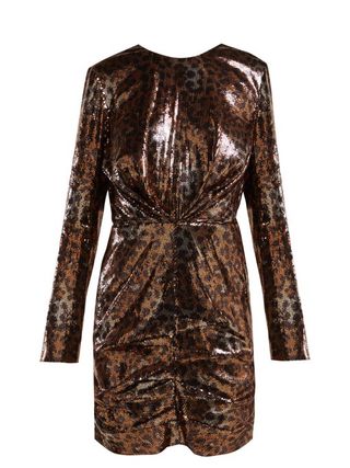 MSGM + Leopard-Print Sequined Mini Dress