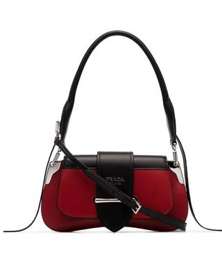 Prada + Black And Red Sidonie Leather Shoulder Bag