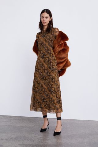 Zara + Long Animal Print Dress