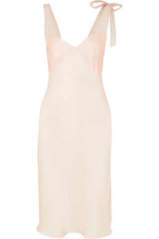 Three Graces London + Evelyn Cotton Voile-Trimmed Silk-Charmeuse Dress