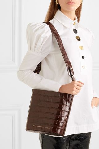 Chylak + Cylinder Croc-Effect Glossed-Leather Shoulder Bag