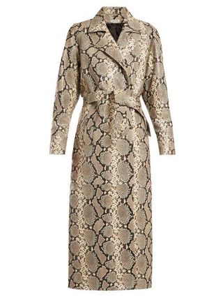 Attico + Python Print Belted Leather Coat