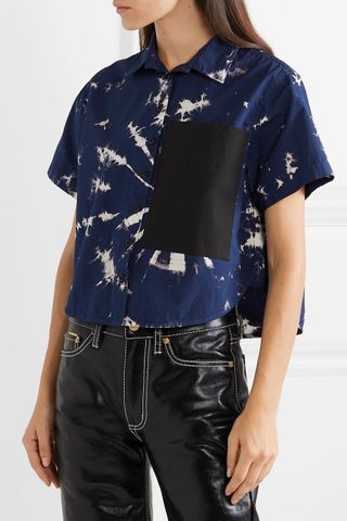 Proenza Schouler + Cropped Tie-Dyed Cotton-Poplin Shirt