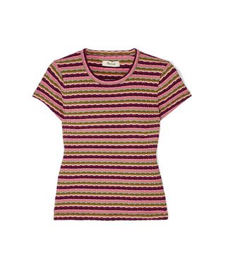 Madewell + Aanisa Striped Ribbed Cotton-Blend Top