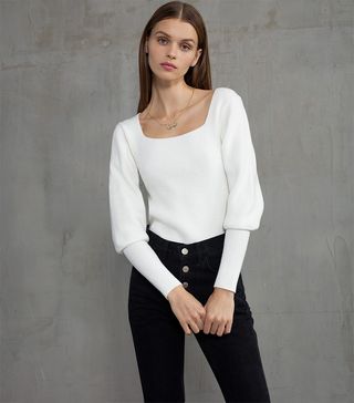 Pixie Market + Ivory Square Neckline Sweater