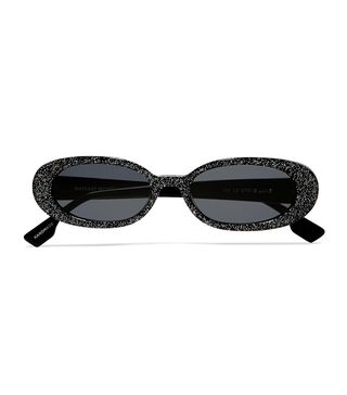 Le Specs + Outcast Round-Frame Glittered Acetate Sunglasses