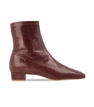 By Far + Este Brown Lizard Embossed Leather Boots