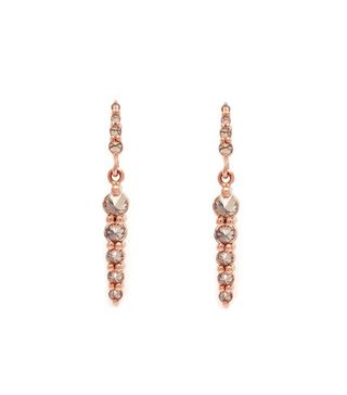 Anna Sheffield + Double Pointe Rose Gold and Champagne Diamond Drop Earrings