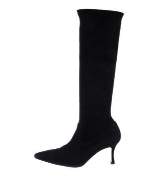 Manolo Blahnik + Suede Pointed Boots