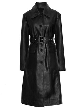 Pixie Market + Black Faux Leather Trench Coat