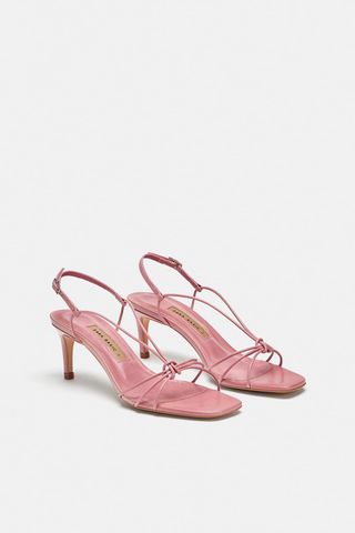 Zara + Leather High-Heel Strappy Sandals