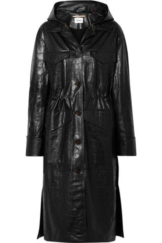 Nanushka + Gus Croc-Effect Faux Leather Coat