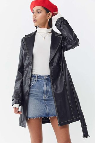 Urban Outfitters + Irina Faux Leather Trench Coat