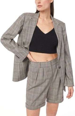 Frame + Glen Plaid Boyfriend Blazer