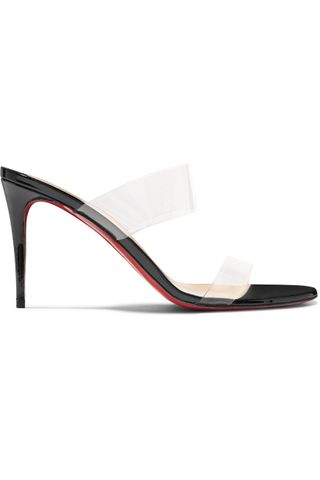 Christian Louboutin + Just Nothing 85 PVC and patent-leather mules