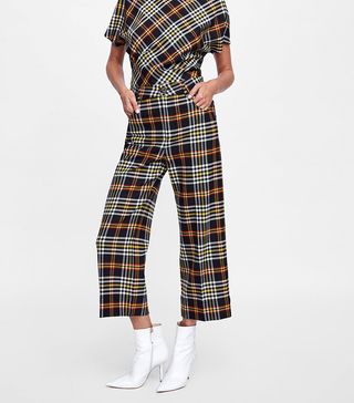 Zara + Cropped Plaid Pants